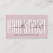 Hair stylist modern typografie script neutraal roz visitekaartje (Voorkant)