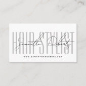 Hair stylist modern typografie script white visitekaartje (Voorkant)