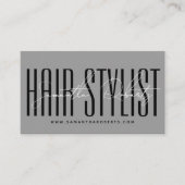 Hair stylist modern typografiescript grijs visitekaartje (Voorkant)