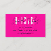 Hair stylist modern typografiescript neon roze visitekaartje (Achterkant)