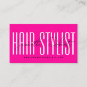Hair stylist modern typografiescript neon roze visitekaartje (Voorkant)