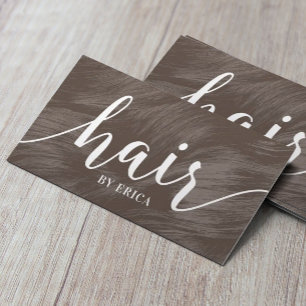 Hair Stylist Modern Typography Brown Hair Salon Visitekaartje