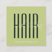 Hair stylist modern typography script green vierkante visitekaartje (Voorkant)