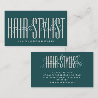Hair stylist modern typography script green visitekaartje