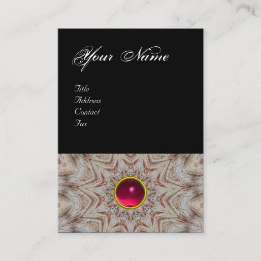 HAIR STYLIST-monogram, rode roze ruby, zwart Visitekaartje (Voorkant)