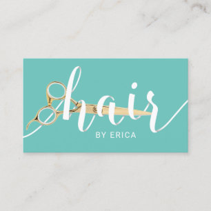 Hair Stylist Paper Typografie Blauwgroen Beauty Sa Visitekaartje