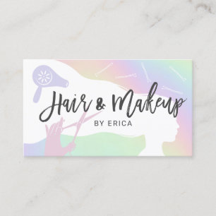 Hair Stylist Pastel Holographic Salon Appointment Afsprakenkaartje
