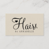 Hair stylist QR code modern script beige black Visitekaartje (Voorkant)