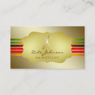 Hair Stylist Rainbow Gold Glitter Saloon gestript Visitekaartje