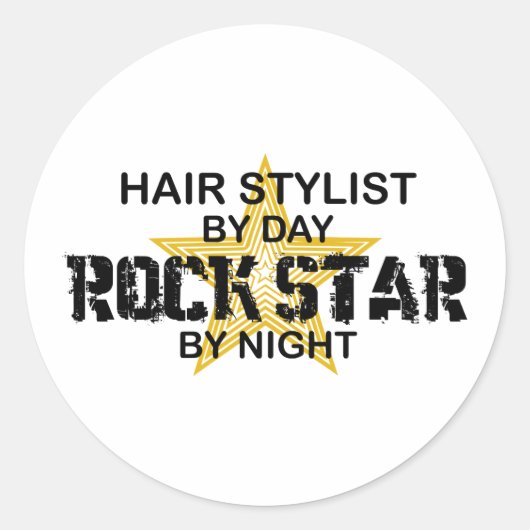 Hair Stylist Rock Star by Night Ronde Sticker (Voorkant)