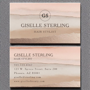 Hair Stylist Roos Gold Blush Beige Waterverf Visitekaartje