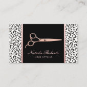 Hair Stylist Roos Gold Scissor Leopard Appointment Afsprakenkaartje (Voorkant)