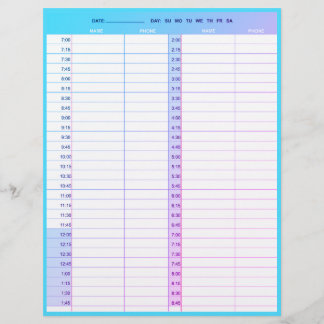 Hair stylist salon 1-daagse aanstellingsboekpagina briefhoofd