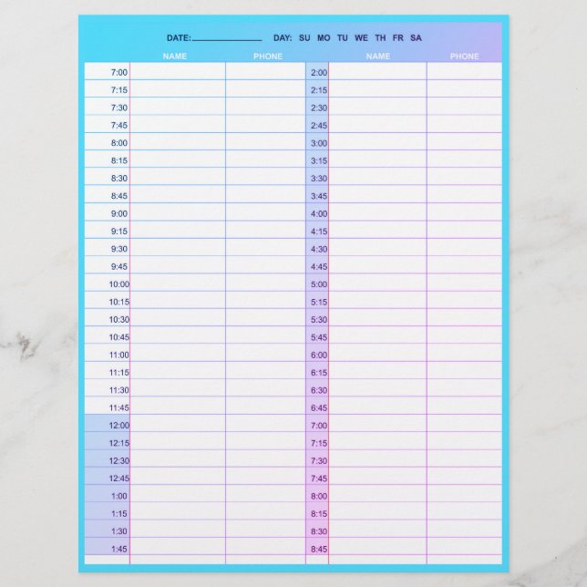 Hair stylist salon 1-daagse aanstellingsboekpagina briefhoofd (Voorkant)