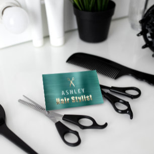 Hair Stylist Salon Blauwgroen Gold Appointard Visitekaartje