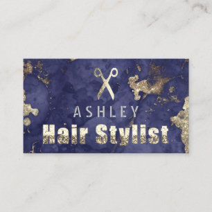 Hair Stylist Salon Marble Blue Appointcard Visitekaartje