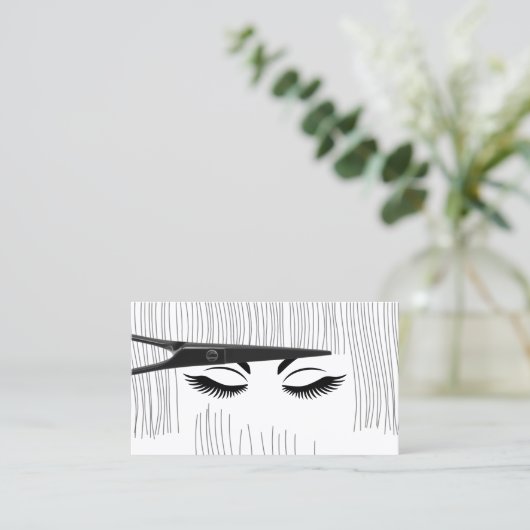 Hair Stylist Scissor & Girl Hair Salon Visitekaartje (Staand voorkant)