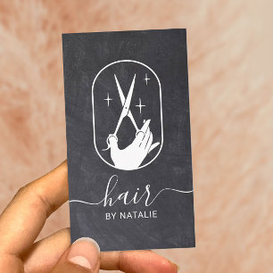 Hair Stylist Scissor Hand Logo Chalk Hairdresser Visitekaartje