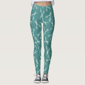 Hair Stylist Scissor Pattern Modern Turquoise Leggings (Voorkant)