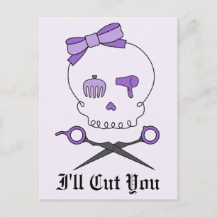 Hair Stylist Skull & Scissor Crossbones - Paars 2 Briefkaart