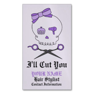 Hair Stylist Skull & Scissor Crossbones - Paars 6 Visitekaartje Magneet