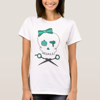 Hair Stylist Skull & Scissor Crossbones - Turquois T-shirt