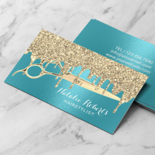 Hair Stylist Turquoise Gold Drives Beauty Salon Visitekaartje