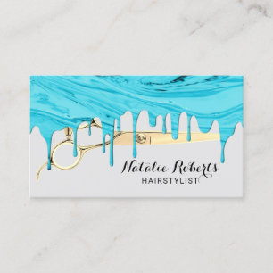 Hair Stylist Turquoise Marble Drives Beauty Salon Visitekaartje