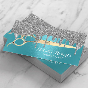 Hair Stylist Turquoise Silver Drift Beauty Salon Visitekaartje