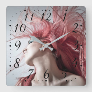 Hairdresser-beauty lounge square wall clock vierkante klok