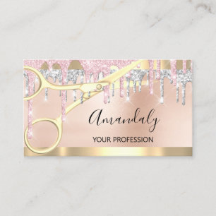 Hairdresser Coiffeur Gold Scissors Silver PinkVIP Visitekaartje