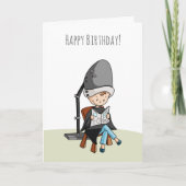 Hairdresser Girl in Hair Dryer Happy Birthday Kaart (Voorkant)
