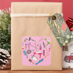 Hairdresser Haarstylist Tool Heart Vierkante Sticker