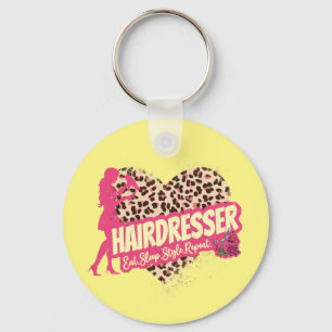 Hairdresser Leopard Hair Hustler Haarstylist Sleutelhanger