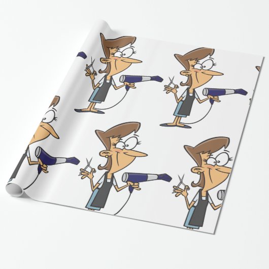 Hairdresser With Scissors Cadeaupapier (Uitgerold)