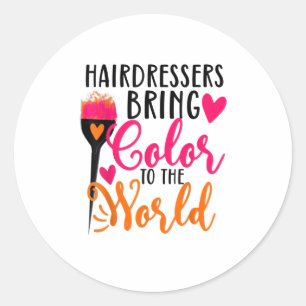 Hairdressers brengen kleur mee naar de wereld grap ronde sticker