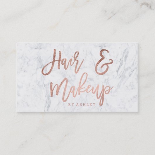 HairMakeup script roos gouden typografie marmer Visitekaartje (Voorkant)