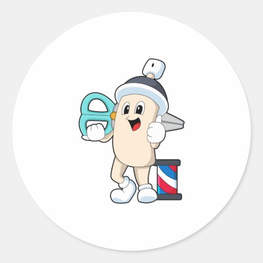 Hairspray als hairdresser met schaar ronde sticker (Voorkant)