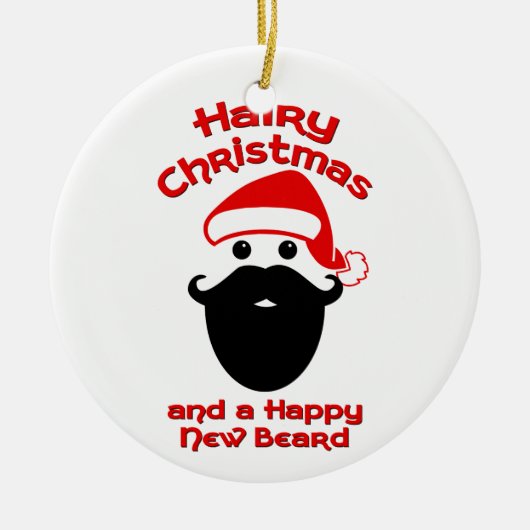 Hairy Kerstmis, Happy New Beard Keramisch Ornament (Voorkant)