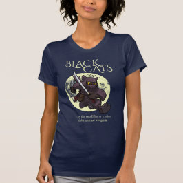 Hairy Ninjas Black Cat Flying Kick Cartoon T-shirt