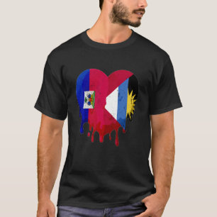 Haiti Antigua Barbuda Flag Heart Groot Patriot Cou T-shirt