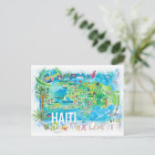 Haïti Carte illustrée des voyages à l'île avec rou (Debout devant)