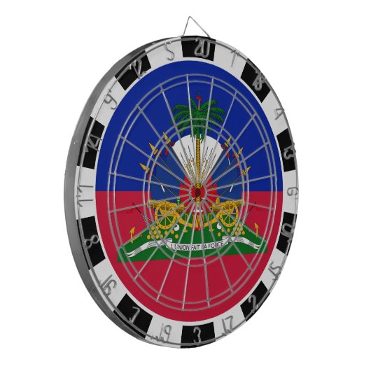 Haïti Dartboard en Haïtiaanse vlag/witspelbord Dartbord (Voorkant Links)