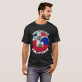 Haïti en Dominicaanse vlag half Haïtiaans half Dom T-shirt (Voorkant volledig)