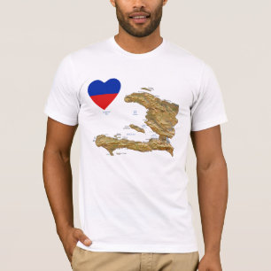 Haïti Flag Heart en Map T-Shirt