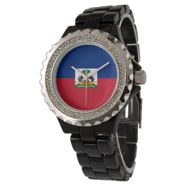 Haiti Flag Horloge (Gekanteld)