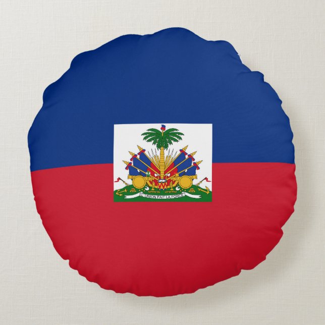 Haiti Flag Rond Kussen (Achterkant)