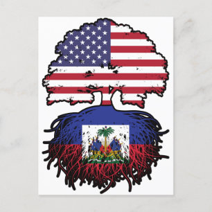 Haïti Haïtiaans-Amerikaanse vlag - Boomboomstammen Briefkaart