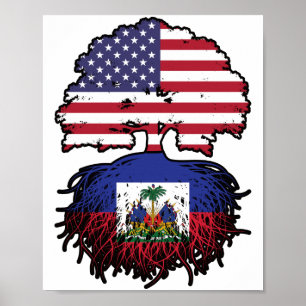 Haïti Haïtiaans-Amerikaanse vlag - Boomboomstammen Poster