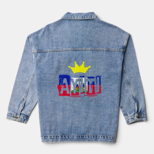 Haïti Haïtiaanse vlaggendag trots land liefde Ayit Denim Jacket (Achterkant)
